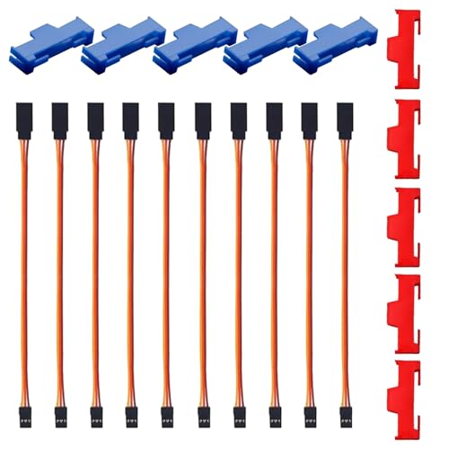 GTIWUNG 10 Stück Seitliche Schnallenclip Rot & Blau, Servo Clip Sicherung Clip Kabelschnallenclip, für Servokabel Stecksystem + 10 Stück RC Servo Verlängerungskabel 15CM 60 Kerne Servo Kabel GTIWUNG 10 Stück Seitliche Schnallenclip Rot & Blau, Servo Clip Sicherung Clip Kabelschnallenclip, für Servokabel Stecksystem + 10 Stück RC Servo Verlängerungskabel 15CM 60 Kerne Servo Kabel von GTIWUNG