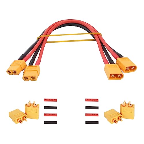 GTIWUNG 2 Stück XT60 Stecker auf XT60 Buchse mit 30cm 14AWG Silikon Draht, XT-60 Verlängerungskabel, 2 Paar XT-60 Männlich Weiblich Stecker Buchse mit Wärmeschrumpf für RC Lipo Akku FPV Drone GTIWUNG 2 Stück XT60 Stecker auf XT60 Buchse mit 30cm 14AWG Silikon Draht, XT-60 Verlängerungskabel, 2 Paar XT-60 Männlich Weiblich Stecker Buchse mit Wärmeschrumpf für RC Lipo Akku FPV Drone von GTIWUNG