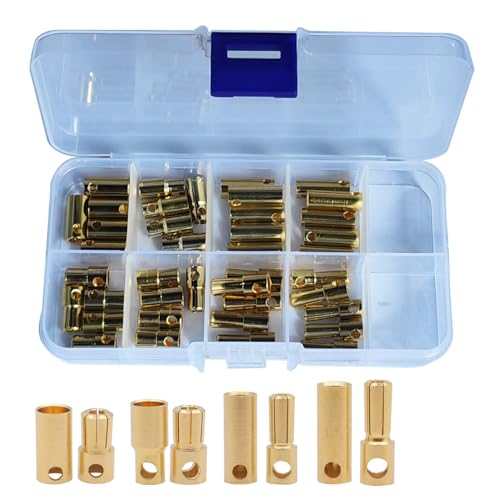 GTIWUNG 40 Stück 5mm 5,5mm 6mm 6,5mm Vergoldete Bananenstecker Motor Elektronische Weiblich Männlich Stecker,30Paar RC Brushless Motor ESC vergoldete Bananenstecker Kugelstecker GTIWUNG 40 Stück 5mm 5,5mm 6mm 6,5mm Vergoldete Bananenstecker Motor Elektronische Weiblich Männlich Stecker,30Paar RC Brushless Motor ESC vergoldete Bananenstecker Kugelstecker von GTIWUNG