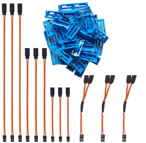 GTIWUNG 40 Stück Flache Schnallenclip Blau, Servo-Verlängerungskabel Schnallenclip, Servo Clip Sicherung Clip Kabelschnallenclip, für Servokabel Stecksystem + 12 Stück RC Servo Verlängerungskabel GTIWUNG 40 Stück Flache Schnallenclip Blau, Servo-Verlängerungskabel Schnallenclip, Servo Clip Sicherung Clip Kabelschnallenclip, für Servokabel Stecksystem + 12 Stück RC Servo Verlängerungskabel von GTIWUNG
