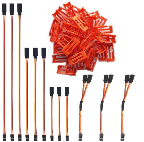 GTIWUNG 40 Stück Flache Schnallenclip Rot, Servo-Verlängerungskabel Schnallenclip, Servo Clip Sicherung Clip Kabelschnallenclip, für Servokabel Stecksystem + 12 Stück RC Servo Verlängerungskabel GTIWUNG 40 Stück Flache Schnallenclip Rot, Servo-Verlängerungskabel Schnallenclip, Servo Clip Sicherung Clip Kabelschnallenclip, für Servokabel Stecksystem + 12 Stück RC Servo Verlängerungskabel von GTIWUNG