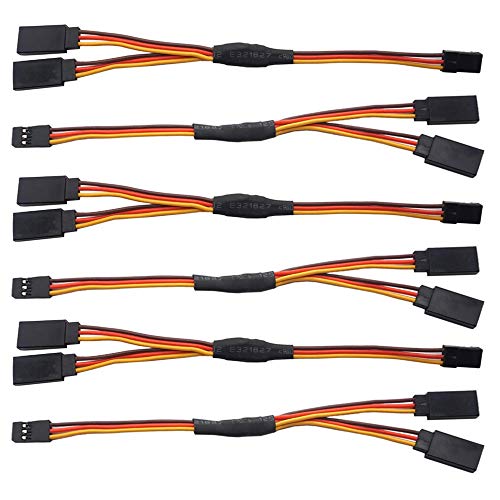 GTIWUNG 6 Stück Premium Servo Y Verlängerungskabel, 22AWG 60 Kerne, 150mm 1 auf 2, 3 Pin JR Stecker für RC Flugzeug GTIWUNG 6 Stück Premium Servo Y Verlängerungskabel, 22AWG 60 Kerne, 150mm 1 auf 2, 3 Pin JR Stecker für RC Flugzeug von GTIWUNG