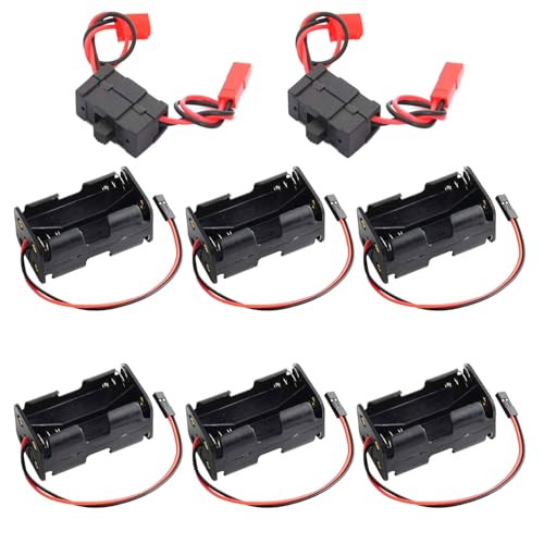 GTIWUNG 6 x Batteriehalter aus Kunststoff, Empfängergehäuse, 4AA-Batterieeinsätze 6V mit 2-poligem JST-Stecker + 2 x EIN-/Ausschalten des RC Car RX-Empfängers mit JST-Anschluss für 1/10 1/8 Truck GTIWUNG 6 x Batteriehalter aus Kunststoff, Empfängergehäuse, 4AA-Batterieeinsätze 6V mit 2-poligem JST-Stecker + 2 x EIN-/Ausschalten des RC Car RX-Empfängers mit JST-Anschluss für 1/10 1/8 Truck von GTIWUNG