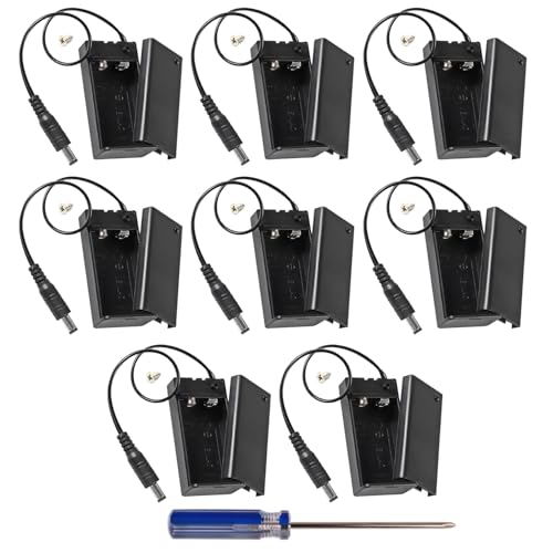 GTIWUNG 8 Stück 9V Kunststoff Batteriehalter Gehäuse mit 2.1x5.5 mm DC-Stecker und EIN/AUS Schalter, 9V Batteriehalter Projekt-Box mit Schalter und Abdeckung, mit Schrauben GTIWUNG 8 Stück 9V Kunststoff Batteriehalter Gehäuse mit 2.1x5.5 mm DC-Stecker und EIN/AUS Schalter, 9V Batteriehalter Projekt-Box mit Schalter und Abdeckung, mit Schrauben von GTIWUNG