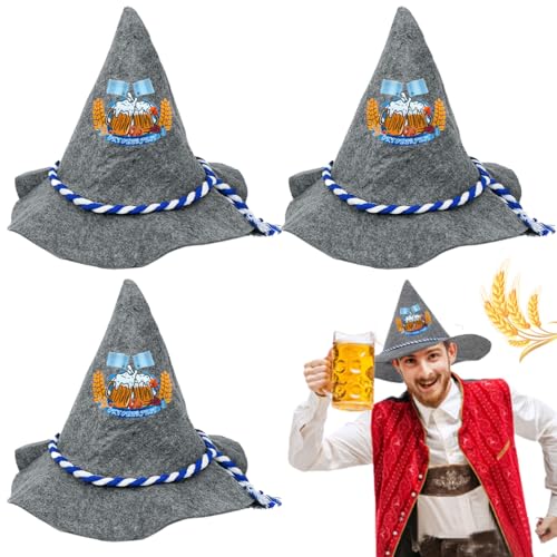 GTJEOI Bayern Seppelhut, 3 Stück Trachtenhut für Oktoberfest, Bayern Filzhut für Herren Damen, Bayernhut mit Blau/Weißer Kordel, Hut Oktoberfest, Trachtenhut für Bayrische Volksfeste GTJEOI Bayern Seppelhut, 3 Stück Trachtenhut für Oktoberfest, Bayern Filzhut für Herren Damen, Bayernhut mit Blau/Weißer Kordel, Hut Oktoberfest, Trachtenhut für Bayrische Volksfeste von GTJEOI