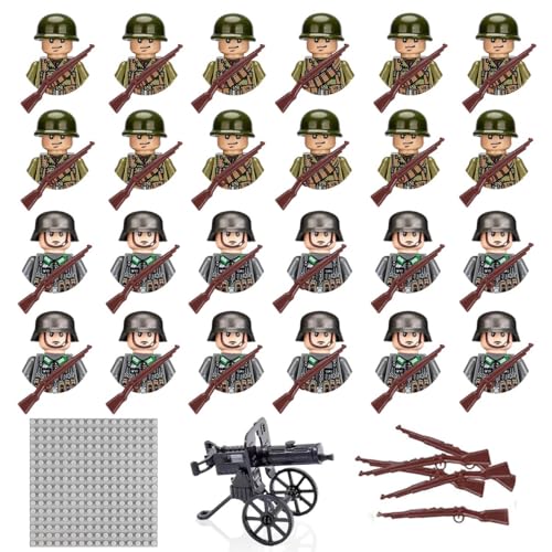 GTJEOI Waffen Militär Set für Figuren, 50-Teiliges Mini Figures Military Kit, Polizei WW2 Armee Spielzeuge, Militär Soldaten Spielset, WW2 Soldaten, Kampfspielzeug für Geschichtsinteressierte von GTJEOI