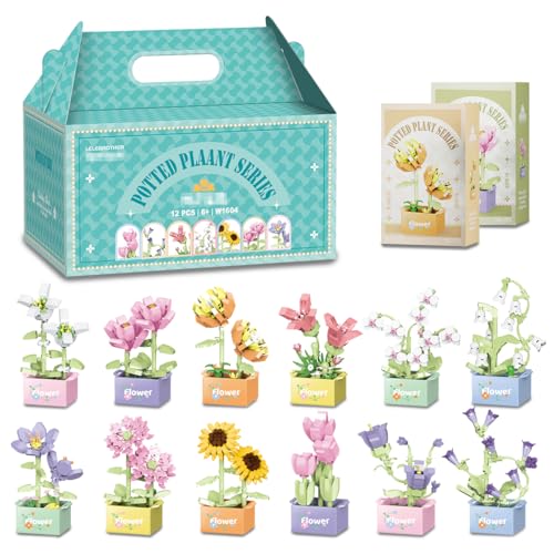 Mini Blumen Sukkulenten Bausteine Set, 12 Sukkulenten Blumenbonsai Bauspielzeugset, Pflanzen Klemmbausteine Blumen mit Verpackungsboxen für Home Deko, Kreatives Bauprojekt für Erwachsene Kinder 6+ Mini Blumen Sukkulenten Bausteine Set, 12 Sukkulenten Blumenbonsai Bauspielzeugset, Pflanzen Klemmbausteine Blumen mit Verpackungsboxen für Home Deko, Kreatives Bauprojekt für Erwachsene Kinder 6+ von GTJEOI