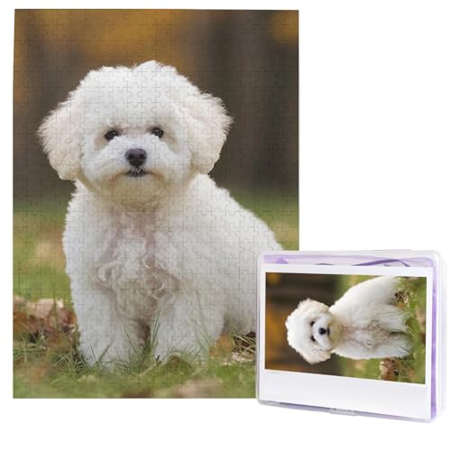 Bichon Frise Hundepuzzle für Erwachsene, 500 Teile, personalisierte Puzzles aus Fotos, herausforderndes Puzzle, perfekt für Spieleabende, Holzpuzzles Geschenk für Feiertage, Geburtstag von GTKSYNVE