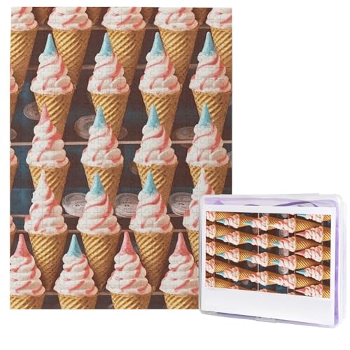 Ice Cream Cones Fifties Time Puzzle for Adults 500 Pieces Personalized Jigsaw Puzzles from Photos, Challenging Puzzle Perfect for Game Nights, Wooden Puzzles Gift for Holiday Birthday von GTKSYNVE