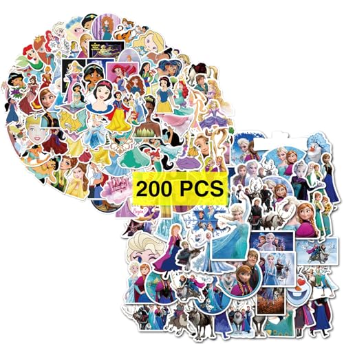 GTOTd Princess Stickers Prinzessin Aufkleber (200 Stück) Geschenke Merch Aufkleber für Laptop Wasserflasche Telefon Zubehör Auto Stoßstange Fenster Helm Dekor Teens Kinder von GTOTd