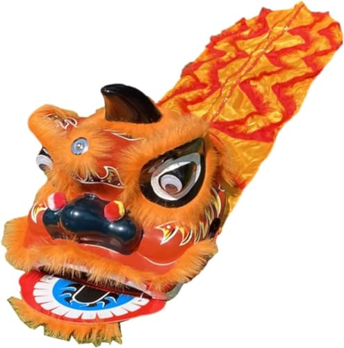 GTOULHH Löwen- und Drachentanz 9 Zoll Lion Dance Maskottchen Kostüm Einzigartige Traditionelle Maskottchen Lion Dance Kopf Outdoor Sport Chinesisches Kostüm für Festivalauftritte(Orange) von GTOULHH