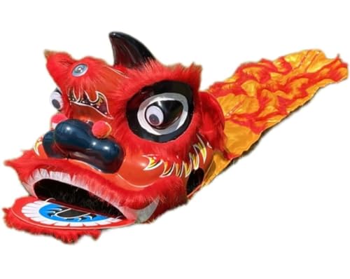 GTOULHH Löwen- und Drachentanz 9 Zoll Lion Dance Maskottchen Kostüm Einzigartige Traditionelle Maskottchen Lion Dance Kopf Outdoor Sport Chinesisches Kostüm für Festivalauftritte(Rood) von GTOULHH