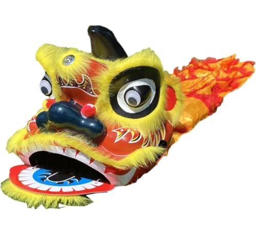 GTOULHH Löwen- und Drachentanz 9 Zoll Lion Dance Maskottchen Kostüm Einzigartige Traditionelle Maskottchen Lion Dance Kopf Outdoor Sport Chinesisches Kostüm für Festivalauftritte(Yellow) von GTOULHH