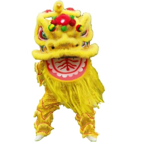GTOULHH Löwen- und Drachentanz Chinesischer Drachentanz, Löwentanz, Kopf-Doppelset, Löwentanz, Chinesisches Neujahr, Halloween-Kostüme Chinesisches Kostüm für Festivalauftritte(Yellow) von GTOULHH