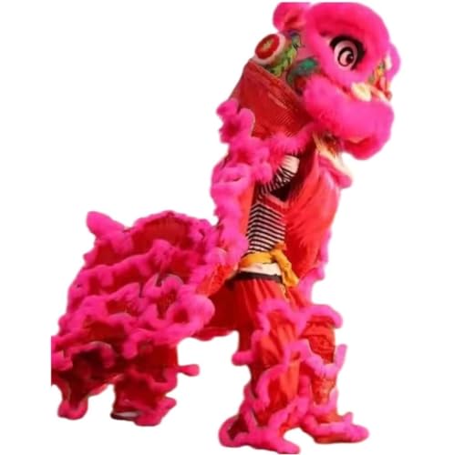 GTOULHH Löwen- und Drachentanz Chinesischer Drachentanz, Löwentanz, Outdoor-Sport, Löwentanz, Chinesischer Drachentanz, Requisiten Für Zwei Erwachsene Chinesisches Kostüm für Festivalauftritte(Pink) von GTOULHH
