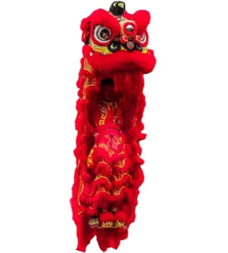 GTOULHH Löwen- und Drachentanz Chinesischer Drachentanz, Löwentanz, Outdoor-Sport, Löwentanz, Chinesischer Drachentanz, Requisiten Für Zwei Erwachsene Chinesisches Kostüm für Festivalauftritte(Rood) von GTOULHH