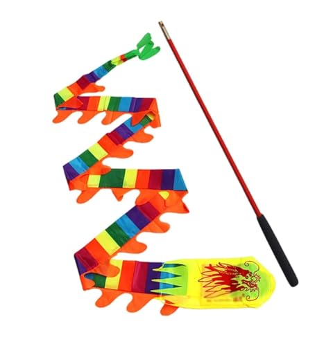 GTOULHH Löwen- und Drachentanz Seidenfarbenes Drachenband, 3D-Drache Für Outdoor-Schleudern, Fitness, Drachentanz, Drachenband, Streamer Chinesisches Kostüm für Festivalauftritte(1.5m) von GTOULHH