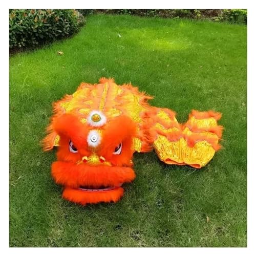 Löwen- und Drachentanz 6 Zoll Chinesischer Löwentanz, Frühlingsfest, Löwentanz, Feier, Eröffnung, Outdoor, Löwentanz, Traditionelles Maskottchen Chinesisches Kostüm für Festivalauftritte(Orange) von GTOULHH