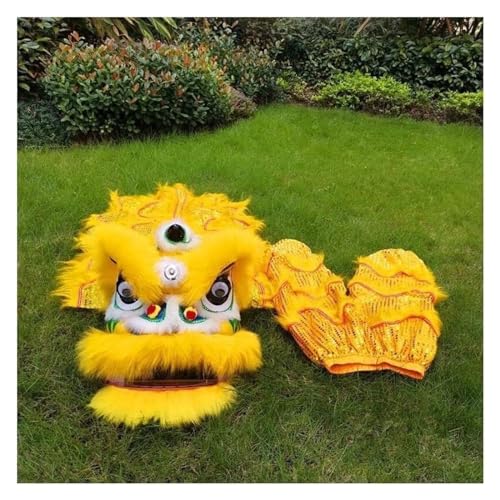 Löwen- und Drachentanz 6 Zoll Chinesischer Löwentanz, Frühlingsfest, Löwentanz, Feier, Eröffnung, Outdoor, Löwentanz, Traditionelles Maskottchen Chinesisches Kostüm für Festivalauftritte(Yellow) von GTOULHH