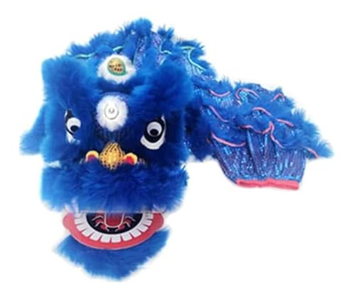 Löwen- und Drachentanz 6 Zoll Chinesischer Löwentanz, Frühlingsfest, Löwentanz, Feier, Eröffnung, Outdoor, Löwentanz, Traditionelles Maskottchen Chinesisches Kostüm für Festivalauftritte(Blue) von GTOULHH