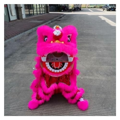 Löwen- und Drachentanz 6 Zoll Chinesischer Löwentanz, Frühlingsfest, Löwentanz, Feier, Eröffnung, Outdoor, Löwentanz, Traditionelles Maskottchen Chinesisches Kostüm für Festivalauftritte(Pink) von GTOULHH
