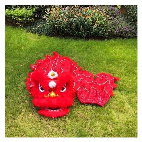Löwen- und Drachentanz 6 Zoll Chinesischer Löwentanz, Frühlingsfest, Löwentanz, Feier, Eröffnung, Outdoor, Löwentanz, Traditionelles Maskottchen Chinesisches Kostüm für Festivalauftritte(Rood) von GTOULHH
