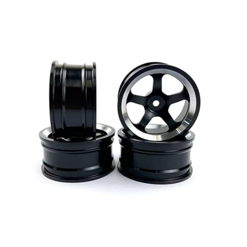 Für MN Für MN86K 4WD G500 4Pcs Metall Hub Fernbedienung Rad Felgen Verfolgt Off Road LKW Fernbedienung Auto Ersatzteile DIY Zubehör RC Zubehör(Black) von GTVNPOA
