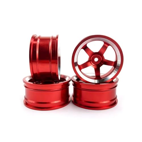 Für MN Für MN86K 4WD G500 4Pcs Metall Hub Fernbedienung Rad Felgen Verfolgt Off Road LKW Fernbedienung Auto Ersatzteile DIY Zubehör RC Zubehör(Red) von GTVNPOA
