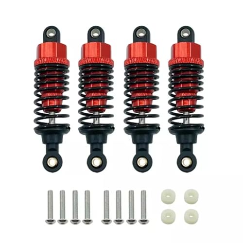 Für Tamiya Für TT-02 TT-02d M-05 M-06 1/10 4 Pcs RC Auto Stoßdämpfer Aluminium Legierung Dämpfer Set 60mm Upgrade Teile Teile Ersatz RC Zubehör(Red) von GTVNPOA