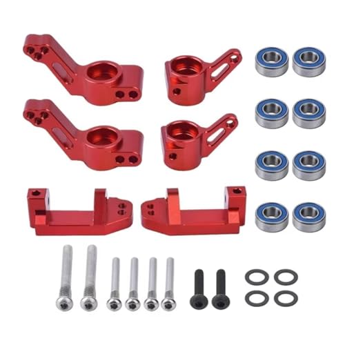 Für Traxxas 2WD Für Slash Für Stampede Für Rustler 1/10 1 Satz Metall-Vorderachsblock Lenkblock Hinterachsschenkelhalterungssatz RC-Autoteil RC Zubehör(Red) von GTVNPOA