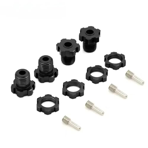 Für Traxxas Für E-Revo Für Revo 3.3 Für E-Maxx Für Summit 4X4 1/10 4 Teiliges Aluminium 17mm Keilrad Sechskantmutter RC Monster Truck Teile RC Zubehör(Black) von GTVNPOA