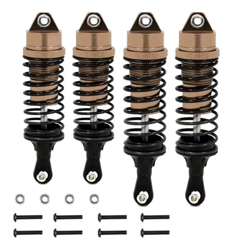 Für Traxxas Für Slash 4X4 Für VXL 2WD Für Rustler Für Stampede Für Hoss 1/10 4 Stücke Metall Vorne Und Hinten Stoßdämpfer 727 RC Auto Upgrades Teile RC Zubehör(Brown) von GTVNPOA