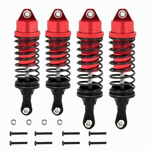 Für Traxxas Für Slash 4X4 Für VXL 2WD Für Rustler Für Stampede Für Hoss 1/10 4 Stücke Metall Vorne Und Hinten Stoßdämpfer 727 RC Auto Upgrades Teile RC Zubehör(Red) von GTVNPOA