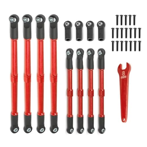 Für Traxxas Für Summit Für Revo 3,3 1/10 8 Stücke Metall Push Stange Kappe Links Spannschloss 5319X 5338R RC Auto Upgrade Teile Zubehör D251 RC Zubehör(Red) von GTVNPOA