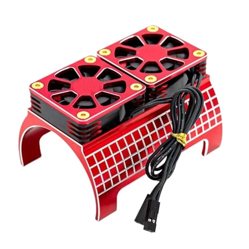Für Traxxas Für X-Maxx 6S 8S Für Arrma Für Kraton Für Outcast 1717 1/5 Dual Lüfter Motor Kühlkörper RC Auto Upgrade Teile RC Zubehör(Red) von GTVNPOA