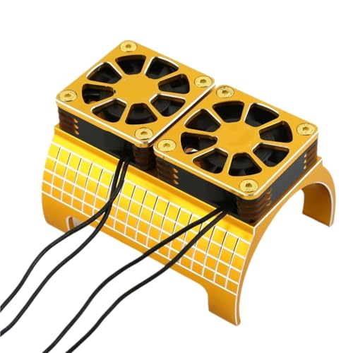 Für Traxxas Für X-Maxx 6S 8S Für Arrma Für Kraton Für Outcast 1717 1/5 Dual Lüfter Motor Kühlkörper RC Auto Upgrade Teile RC Zubehör(Yellow) von GTVNPOA
