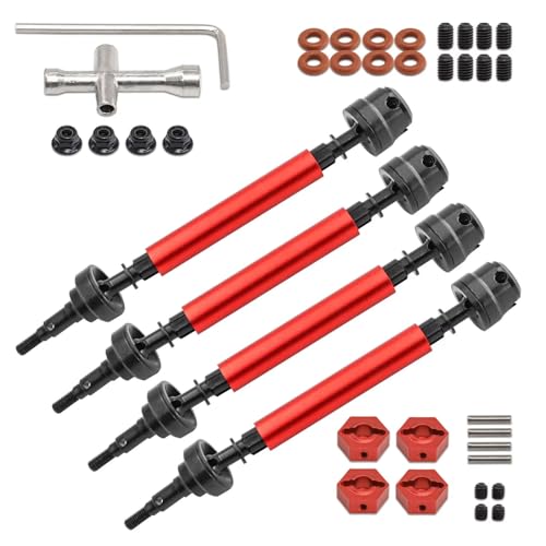 GTVNPOA Für Arrma 3S Big Für Rock V3 1/10 4-teiliges Metall-Antriebswellen-CVD-Antriebswellen-RC-Auto-Upgrade-Teile-Zubehör RC Zubehör(Red) von GTVNPOA