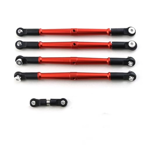 GTVNPOA Für Arrma Für Kraton Für Outcast Für Notorious 1/8 5 Stücke Metall Vorne Und Hinten Link Stange Spurstange Zugstange Servo Stange Upgrade Teile RC Zubehör(Red) von GTVNPOA