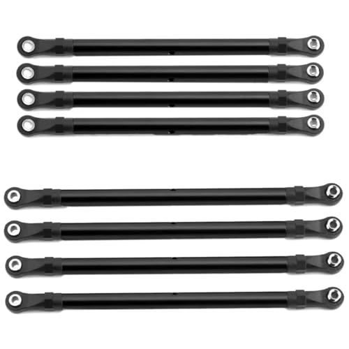 GTVNPOA Für Axial Für SCX10 90046 Für TRX4 1/10 8PCS Aluminium Legierung 313mm Radstand RC Link Rod Linkage Set RC Zubehör(Black) von GTVNPOA