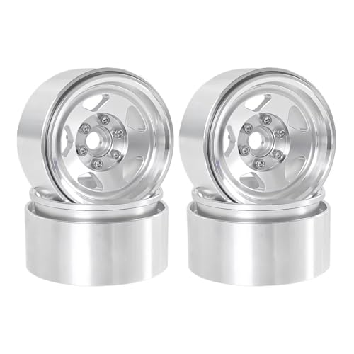 GTVNPOA Für Axial Für SCX10 II III 90046 AXI03007 Für TRX4 D90 1/10 Felgen 4 Stücke 1,9 Zoll Beadlock RC Felgen Set Radnabe RC Zubehör(Silver) von GTVNPOA