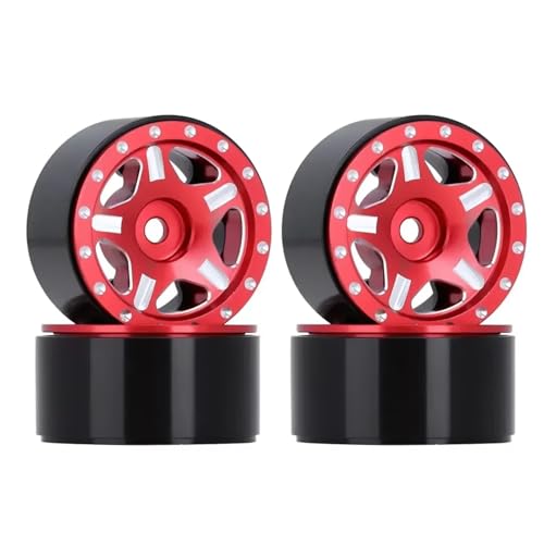GTVNPOA Für Axial Für SCX24 90081 AXI00001 Für Gladiator 1/24 4PCS 1.0 "Beadlock Micro Crawler Felge Hub RC Auto Upgrade Teile RC Zubehör(Red) von GTVNPOA