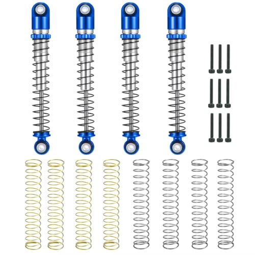 GTVNPOA Für Axial Für SCX24 90081 Für Deadbolt Für Gladiator Für Wrangler 1/24 Aluminium 48mm Stoßdämpfer Dämpfer RC Crawler Auto LKW Teile RC Zubehör(Blue Silver) von GTVNPOA