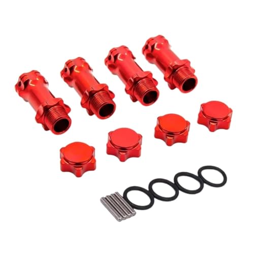GTVNPOA Für HSP 1/8 RC Auto 89108 17mm Felgensechskant 30mm Länger Verbesserte Adapterkappe Radnabenskala Für Monster Truck Truggy RC Teile RC Zubehör(Red) von GTVNPOA