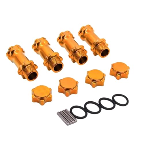 GTVNPOA Für HSP 1/8 RC Auto 89108 17mm Felgensechskant 30mm Länger Verbesserte Adapterkappe Radnabenskala Für Monster Truck Truggy RC Teile RC Zubehör(Yellow) von GTVNPOA
