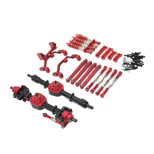 GTVNPOA Für MN Für D90 Für D91 Für D96 Für MN98 99S 1/12 Metall-Upgrade Vorder- Und Hinterachse Baugruppe Spurstange Stoßdämpfer Kit RC Autoteile RC Zubehör(Burgundy) von GTVNPOA