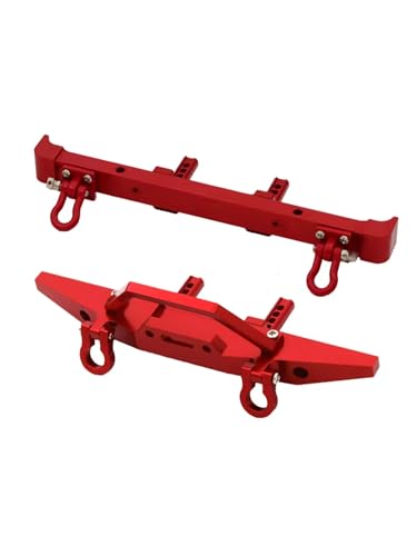 GTVNPOA Für MN128 Rc Auto Metall Aluminium Legierung Vorne Stoßstange Hinten Mit Anhänger Schnalle Rc Track Auto Upgrade Teile Zubehör RC Zubehör(Red,Set) von GTVNPOA