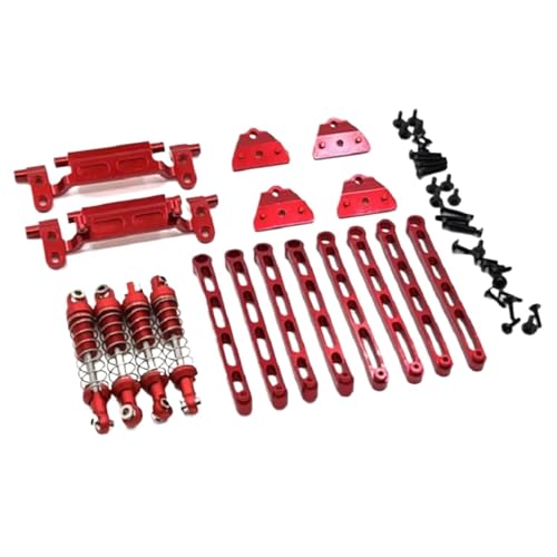 GTVNPOA Für MN78 Für MN168 1/12 Metall Stoßdämpfer Link Stange Servo Halterung Shock Tower RC Auto Upgrades Teile Zubehör RC Zubehör(Red) von GTVNPOA