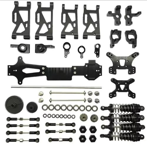 GTVNPOA Für WLtoys Für 144001 1/14 RC Auto Upgrade Metall Ersatzteile Kompletter Satz Metallteile RC Auto Upgrade Teile Zubehör Ersatz RC Zubehör(Black) von GTVNPOA