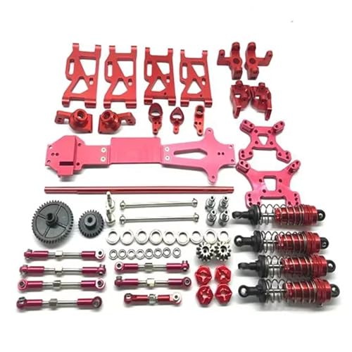 GTVNPOA Für WLtoys Für 144001 1/14 RC Auto Upgrade Metall Ersatzteile Kompletter Satz Metallteile RC Auto Upgrade Teile Zubehör Ersatz RC Zubehör(Red) von GTVNPOA