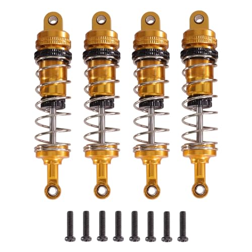 GTVNPOA Für WLtoys Für 144001 144002 144010 124017 124019 RC Auto Metall Upgrade Teile Öl Typ Schock Einstellbare Absorber RC Zubehör(Yellow) von GTVNPOA